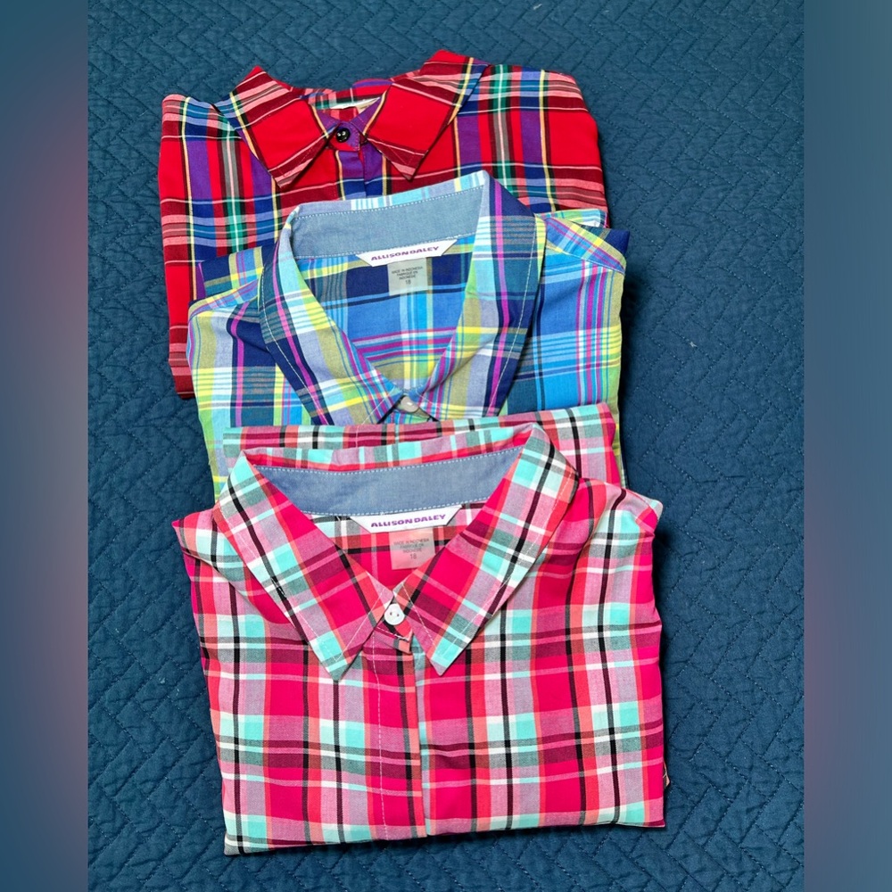 Allison Daley Set of 3‎ Plaid Shirts Size 18